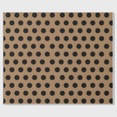 Zwart en licht bruin Retro Polka dot wrapppapier Cadeaupapier (Vlak)