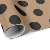 Zwart en licht bruin Retro Polka dot wrapppapier Cadeaupapier (Rol Hoek)