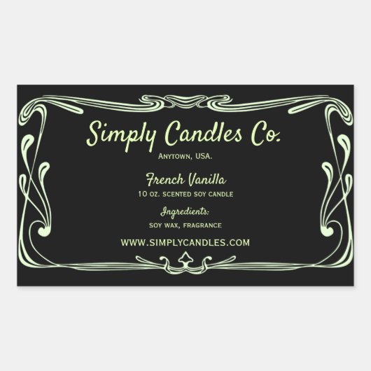 Zwart en Licht Limoen Border Candle Jar Label (Voorkant)