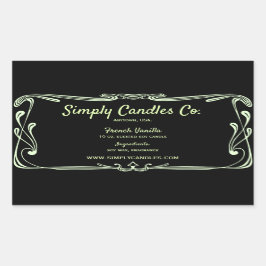 Zwart en Licht Limoen Border Candle Jar Label