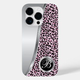 Zwart en licht roze luipaard afdrukken | Monogram Case-Mate iPhone Case