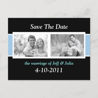 Zwart en lichtblauw "Save the Date" Aankondigingskaart