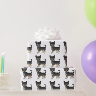 Zwart En Lichtbruin Chihuahua Hondenpatroon Met Gl Cadeaupapier