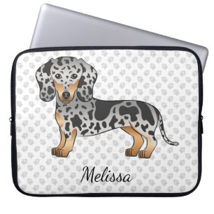 Zwart En Lichtbruin Dapple Kortharige Dachshund &  Laptop Sleeve