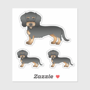 Zwart En Lichtbruin Draadharige Dalmatiër Cartoon  Sticker