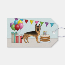 Zwart En Lichtbruin Duitse Herdershond Kleurrijke  Cadeaulabel