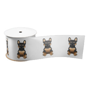 Zwart en lichtbruin Franse Bulldog / Franse Bulldo Satijnen Lint