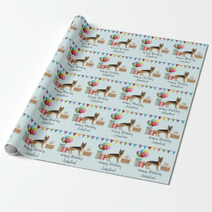 Zwart En Lichtbruin GeboorteDag Duitse Herdershond Cadeaupapier