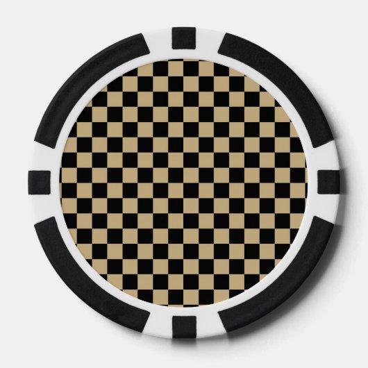 Zwart en lichtbruin geruit pokerchips (Voorkant)