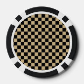 Zwart en lichtbruin geruit pokerchips (Achterkant)