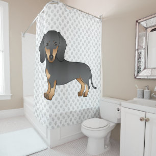 Zwart En Lichtbruin Gladharige Dachshond Hond & Po Douchegordijn