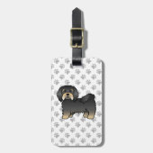 Zwart en lichtbruin Havanese hond met tekst in car Bagagelabel (Voorkant verticaal)