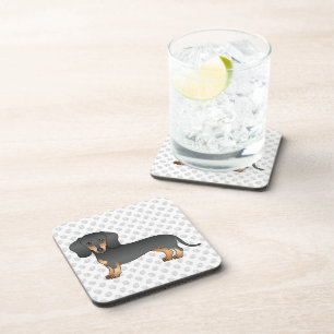 Zwart En Lichtbruin Kort Haar Dachshond Cute Hond Bier Onderzetter