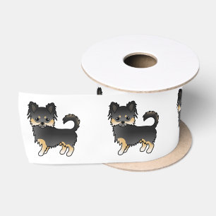 Zwart En Lichtbruin Langharige Chihuahua Cartoon H Satijnen Lint