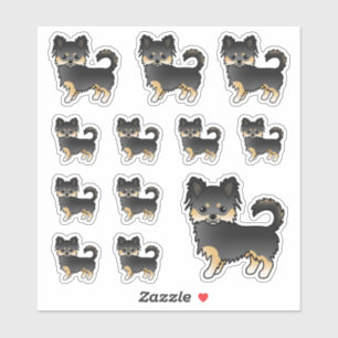 Zwart En Lichtbruin Langharige Chihuahua Cartoon H Sticker