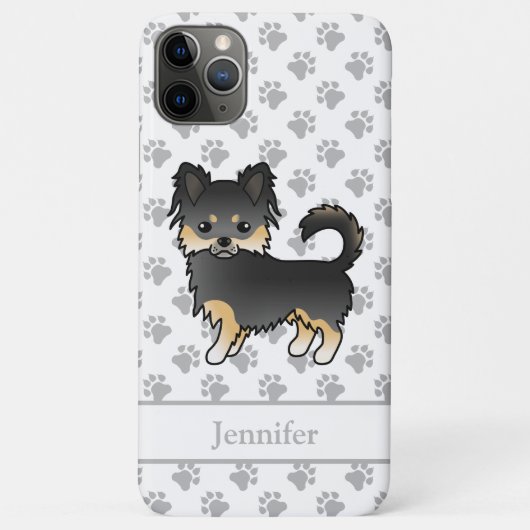 Zwart En Lichtbruin Langharige Chihuahua Hond Cute Case-Mate iPhone Case (Achterkant)