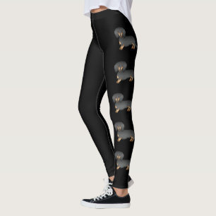 Zwart En Lichtbruin Langharige Dalmatiër Cartoon H Leggings