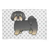 Zwart En Lichtbruin Lhasa Apso Schattig Cartoon Ho Kussensloop (Voorkant-Links)
