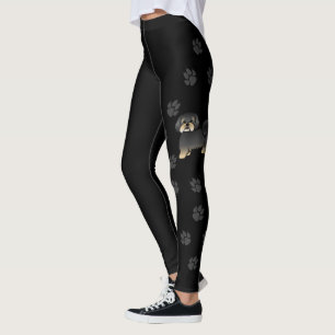 Zwart En Lichtbruin Lhasa Apso Schattige Cartoon H Leggings