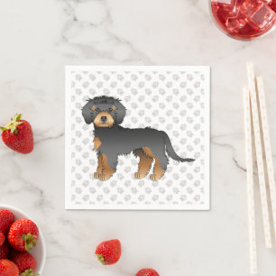 Zwart En Lichtbruin Mini Goldendoodle Cartoon Hond Servet