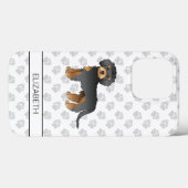 Zwart en lichtbruin mini Goldendoodle cartoonhond Case-Mate iPhone Case (Achterkant (horizontaal))