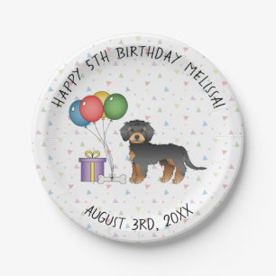 Zwart En Lichtbruin Mini Goldendoodle Verjaardag C Papieren Bordje