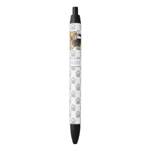 Zwart En Lichtbruin Norfolk Terrier Cartoon Hond & Zwarte Inkt Pen