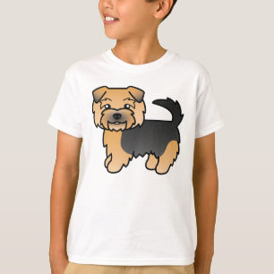 Zwart En Lichtbruin Norfolk Terrier Schattige Cart T-shirt