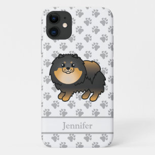 Zwart en lichtbruin Pomeranian cute cartoon hond & Case-Mate iPhone Case