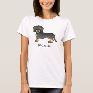 Zwart En Lichtbruin Ruwharige Dachshond Hond Met T T-shirt