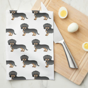 Zwart En Lichtbruin Ruwharige Dachshond Hond Patro Theedoek