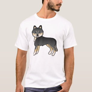 Zwart en lichtbruin Siberische Husky Cute Cartoon T-shirt