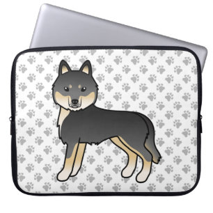 Zwart en lichtbruin Siberische Husky Schattige Car Laptop Sleeve