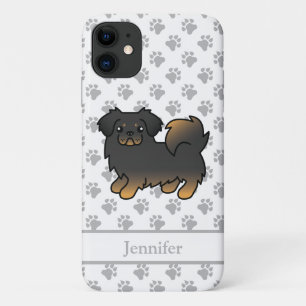 Zwart En Lichtbruin Tibetaanse Spaniel Cartoon Hon Case-Mate iPhone Case
