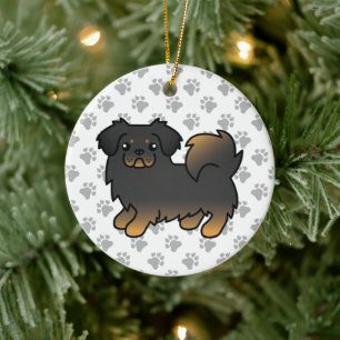 Zwart en lichtbruin Tibetaanse Spaniel Schattige C Keramisch Ornament