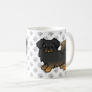 Zwart En Lichtbruin Tibetaanse Spaniel Schattige C Koffiemok