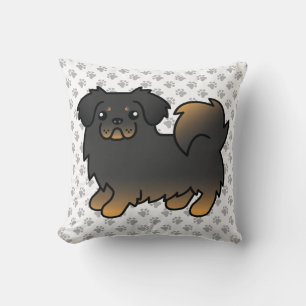 Zwart En Lichtbruin Tibetaanse Spaniel Schattige H Kussen
