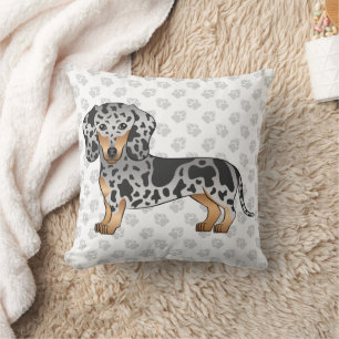 Zwart En Lichtbruin Vlekkerig Kort Haar Dachshund Kussen