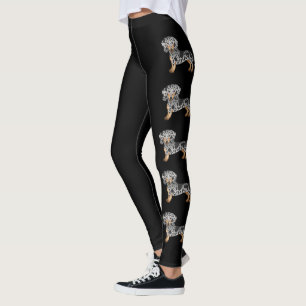Zwart En Lichtbruin Vlekkerig Kort Haar Dachshund Leggings