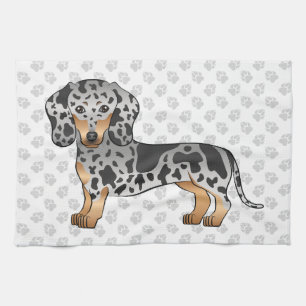 Zwart En Lichtbruin Vlekkerig Kort Haar Dachshund  Theedoek