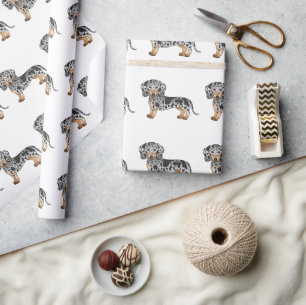 Zwart En Lichtbruin Vlekkerig Korthaar Dachshond P Cadeaupapier