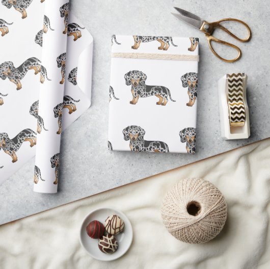 Zwart En Lichtbruin Vlekkerig Korthaar Dachshond P Cadeaupapier (Crafts)