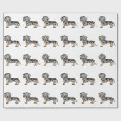 Zwart En Lichtbruin Vlekkerig Korthaar Dachshond P Cadeaupapier (Vlak)