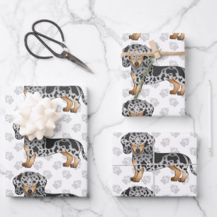Zwart En Lichtbruin Vlekkerig Korthaar Dachshond P Inpakpapier Vel