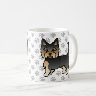 Zwart En Lichtbruin Yorkshire Terrier Cartoon Hond Koffiemok