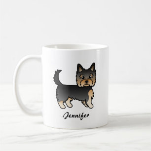 Zwart En Lichtbruin Yorkshire Terrier Cartoon Hond Koffiemok