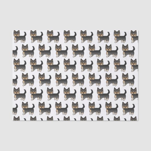 Zwart En Lichtbruin Yorkshire Terrier Mooie Hond P Tissuepapier (Voorkant)