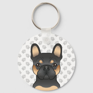 Zwart en lichtbruine Franse Bulldog / Franse Bulld Sleutelhanger