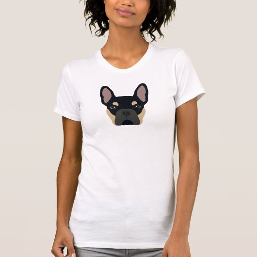Zwart en lichtbruine Franse Bulldog Moeder T-shirt (Voorkant)