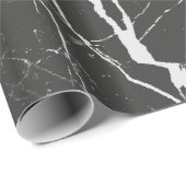 Zwart en lichtgrijs marmeren patroon cadeaupapier (Rol Hoek)